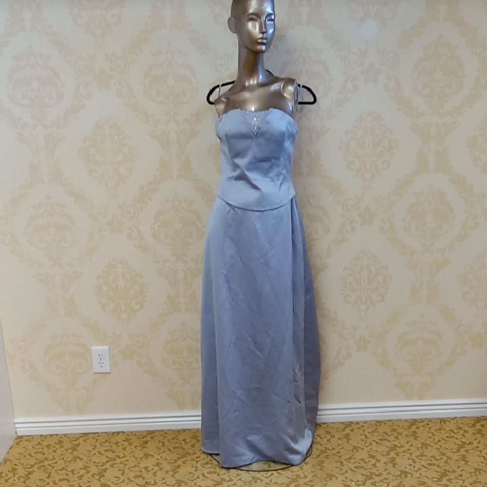 Elegant Blue Size 12 Strapless Dress